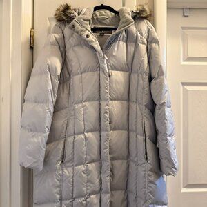 Eddie Bauer long puffer jacket (light gray, XXL)